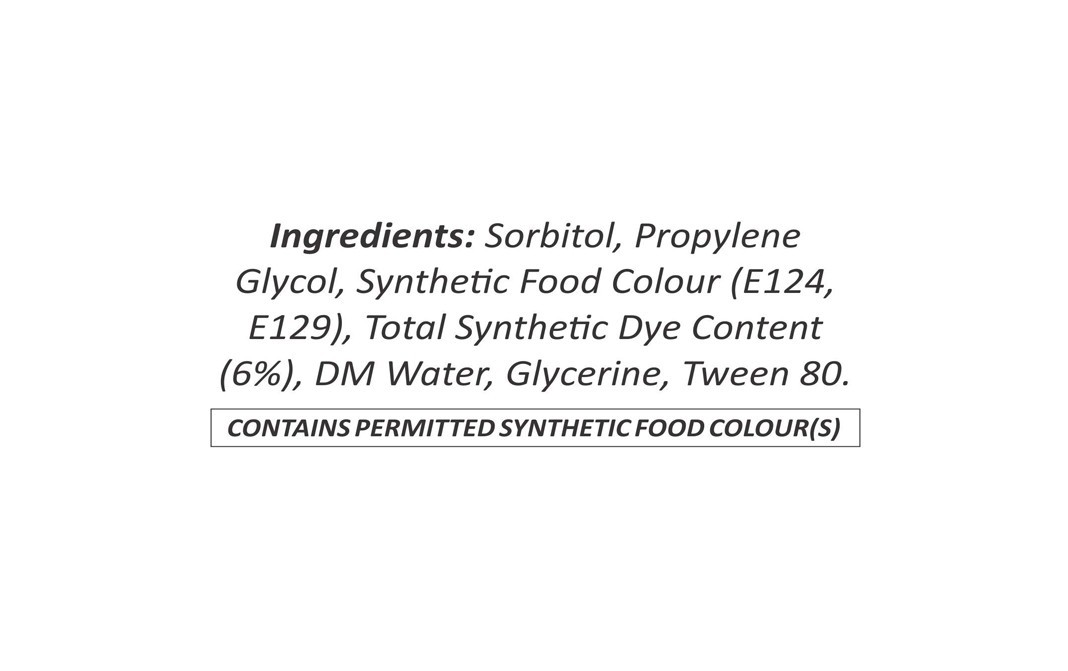 Puramio Raspberry Red Liquid Food Colour   Plastic Bottle  50 millilitre